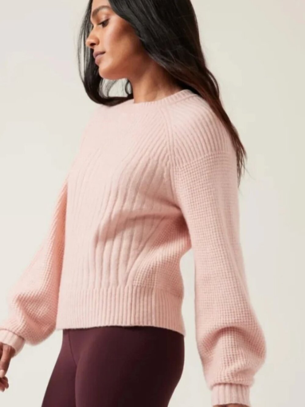 Athleta Layover Crew Sweater Wool Crew Neck Orchid Pink Size XXS